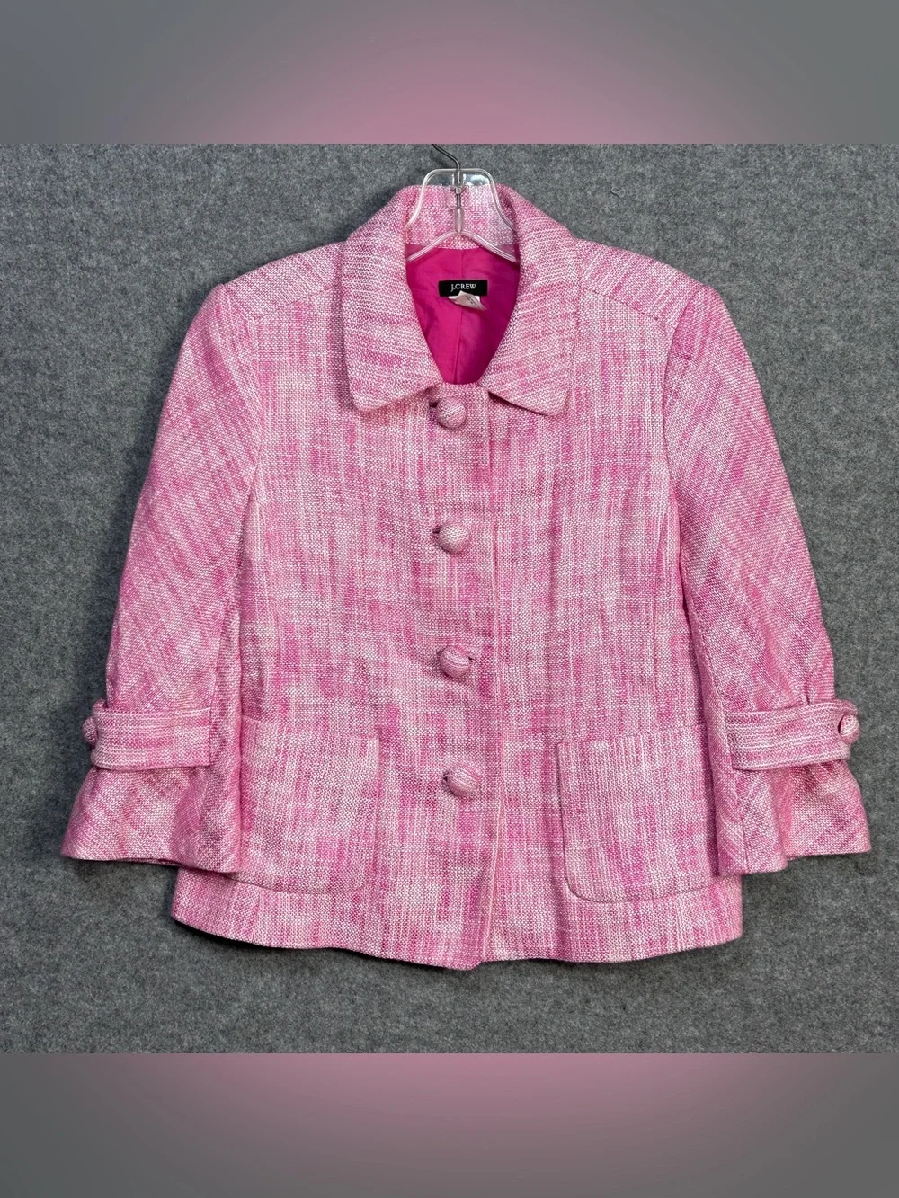 J. Crew Waverly SZ 4 Pink White Retro Blazer Barbiecore Coquette Preppy Y2K